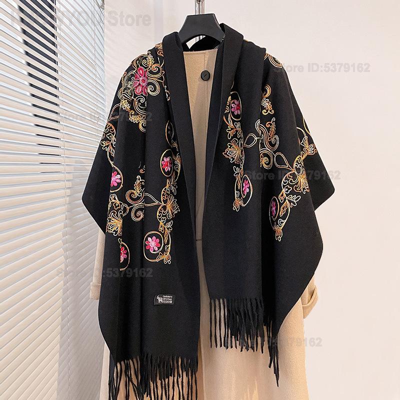 Go Ethnic Fashion - Selendang Pashmina Bordir Etnik Vintage Wanita,