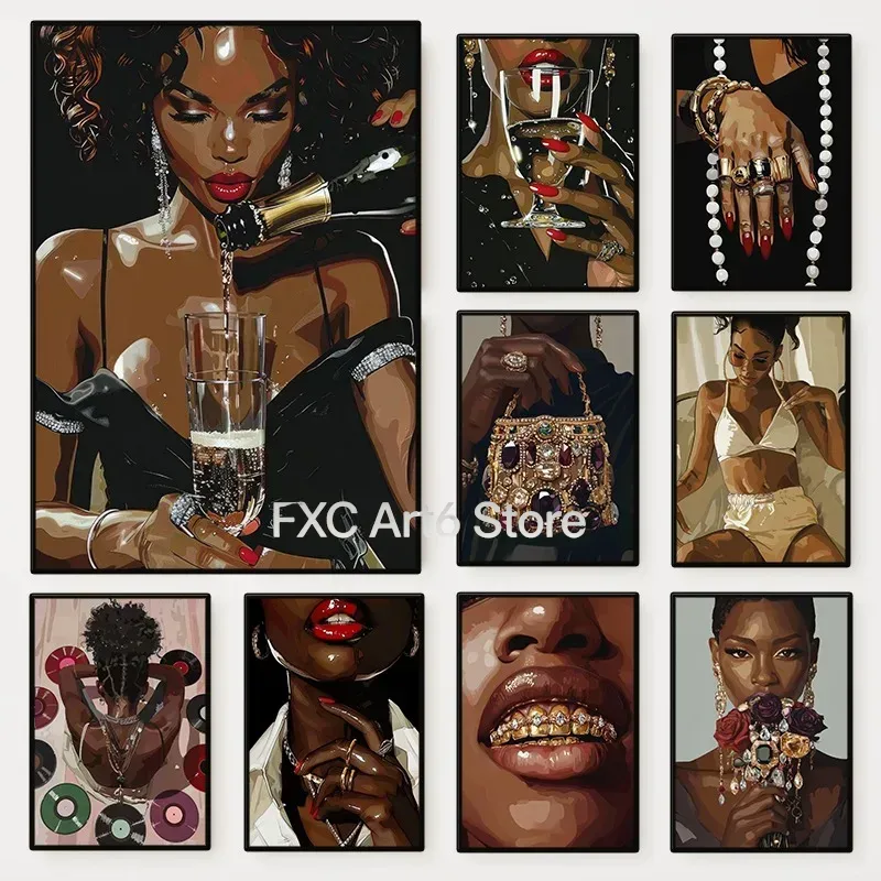 1PC Poster Wanita Hitam Modern - Ethnic Modern Fashion ulasan dan harga